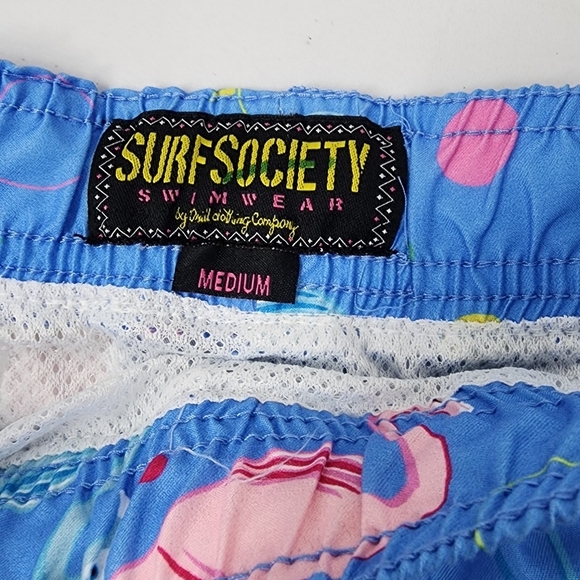 Surf Society Men's Swim Shorts Trunks Flamingo Dots Pattern Mesh Lining Medium - Picture 5 of 5